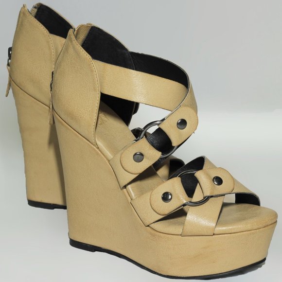 Mojo Moxy Pepper Platform 5inch Wedge Sandals - Size 6 Sandy - Picture 4 of 9